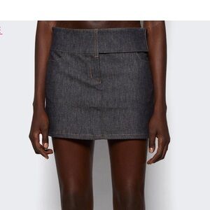 Courreges Belted Gray Denim Mini Skirt
